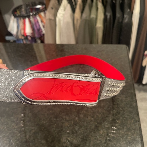CHRISTIAN LOUBOUTIN MENS LOUBI SPIKED BELT - Picture 1 of 4